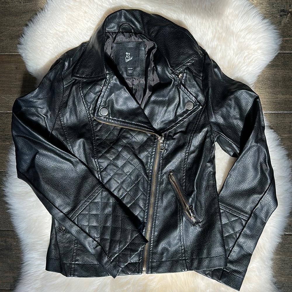 Girls art class black pleather jacket